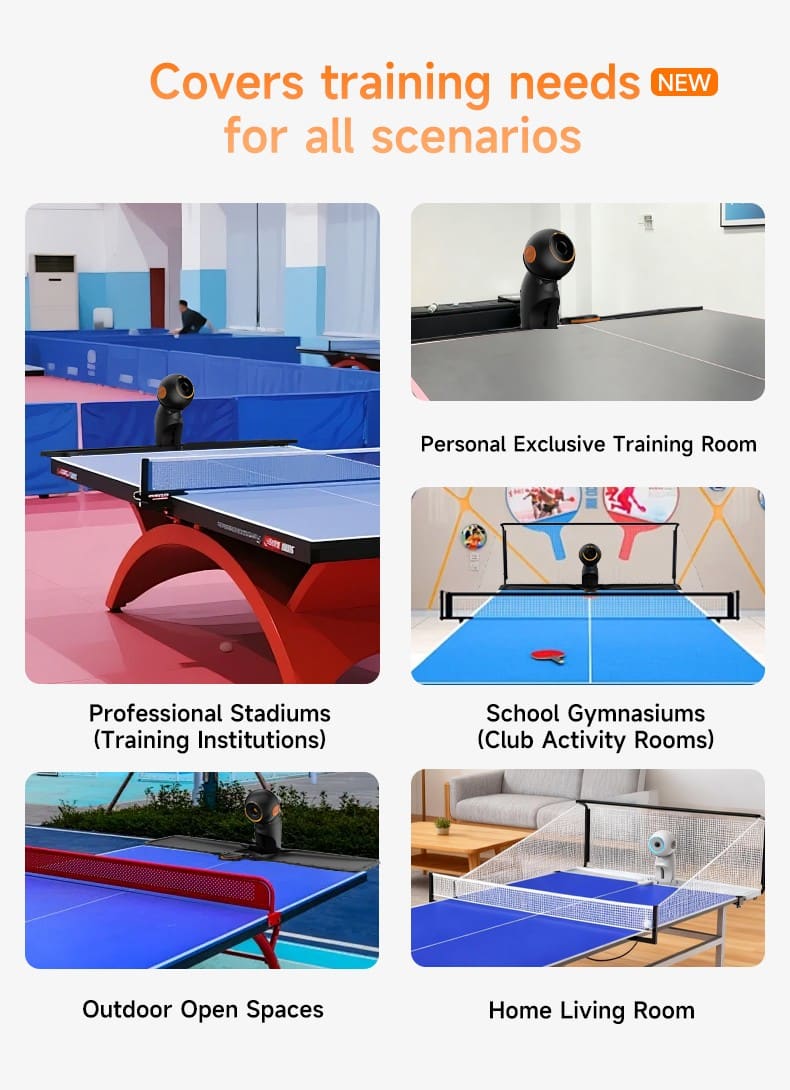 Pusun Dora PRO Three wheel drive Table Tennis ball machine with net - Image 13